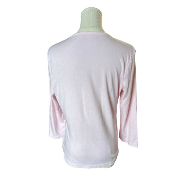 Liz Claiborne T-Shirt Long Sleeve Pale Pink Love Sequin Graphic Womens Medium​ - Picture 3 of 6